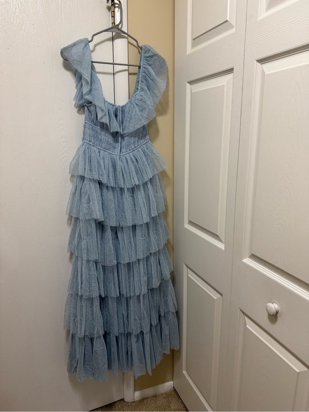 Petal & Pup Light Blue Tiered Ruffle Maxi Dress with Smocked Waist